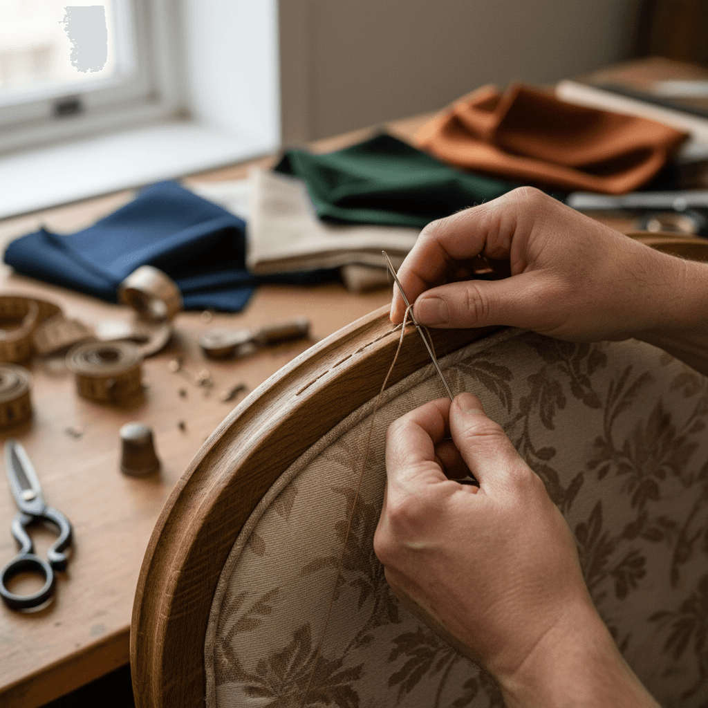 Upholstery craftsman restoring furniture